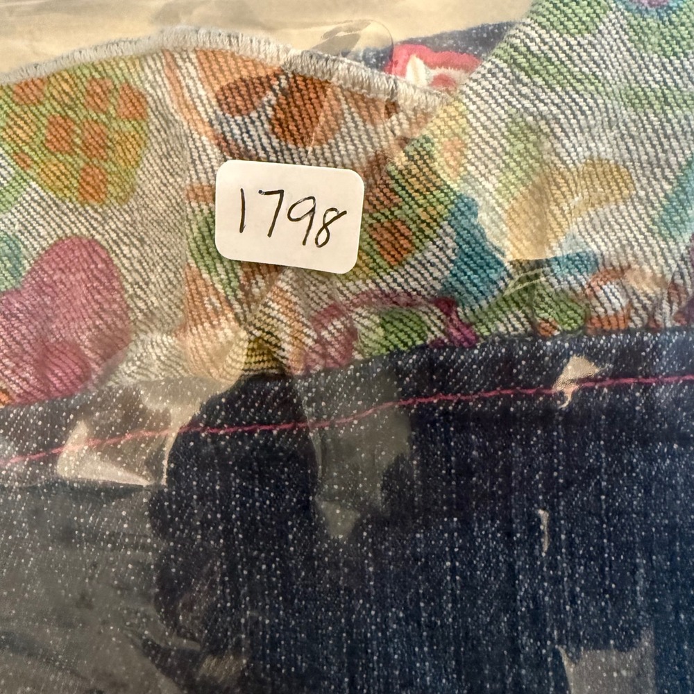 Rocawear Girls Denim Dress Blue Fruit Print Back Rhinestone Zip Front Size M 5 - Picture 10 of 10